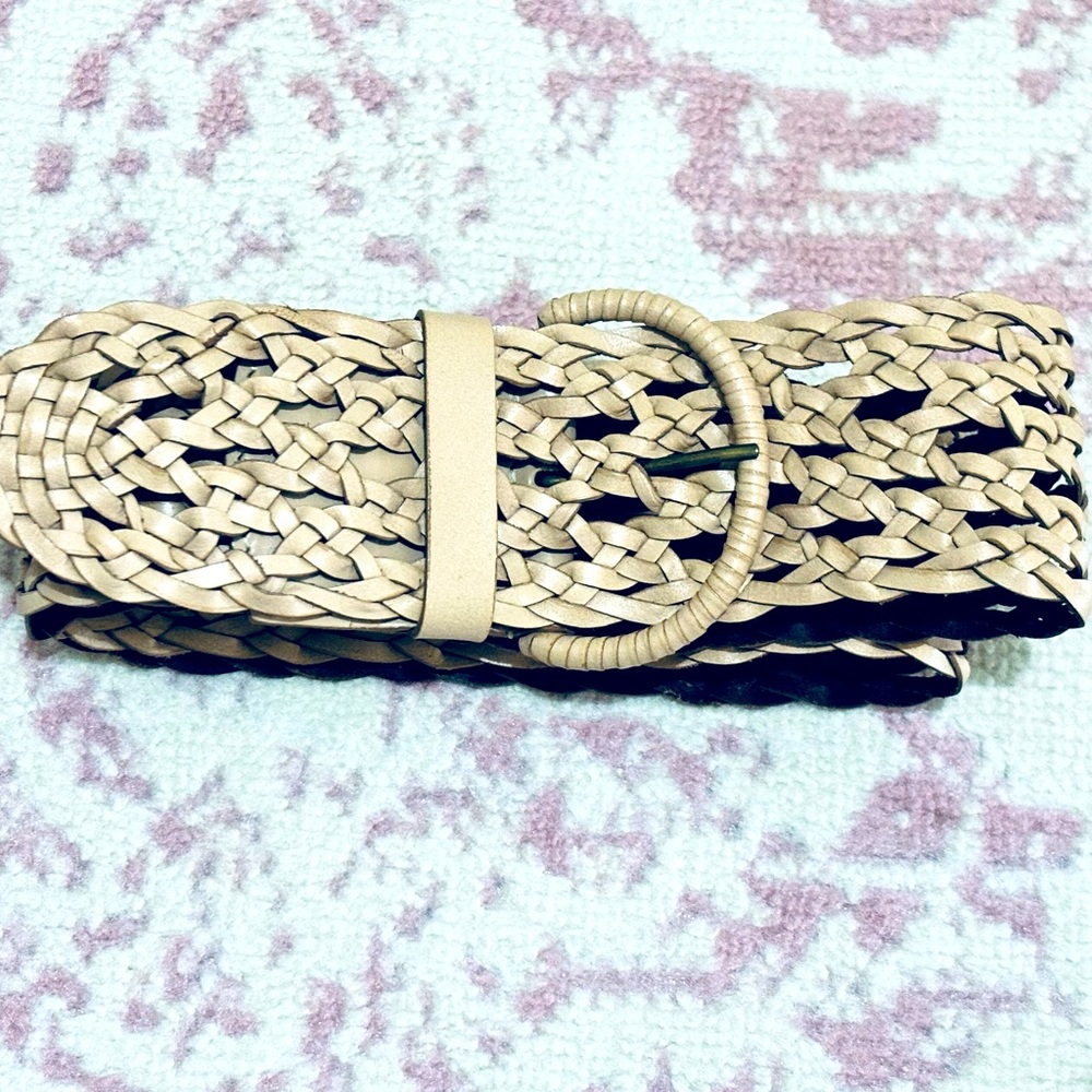 Ann Taylor Loft Leather Braided Belt - M EUC